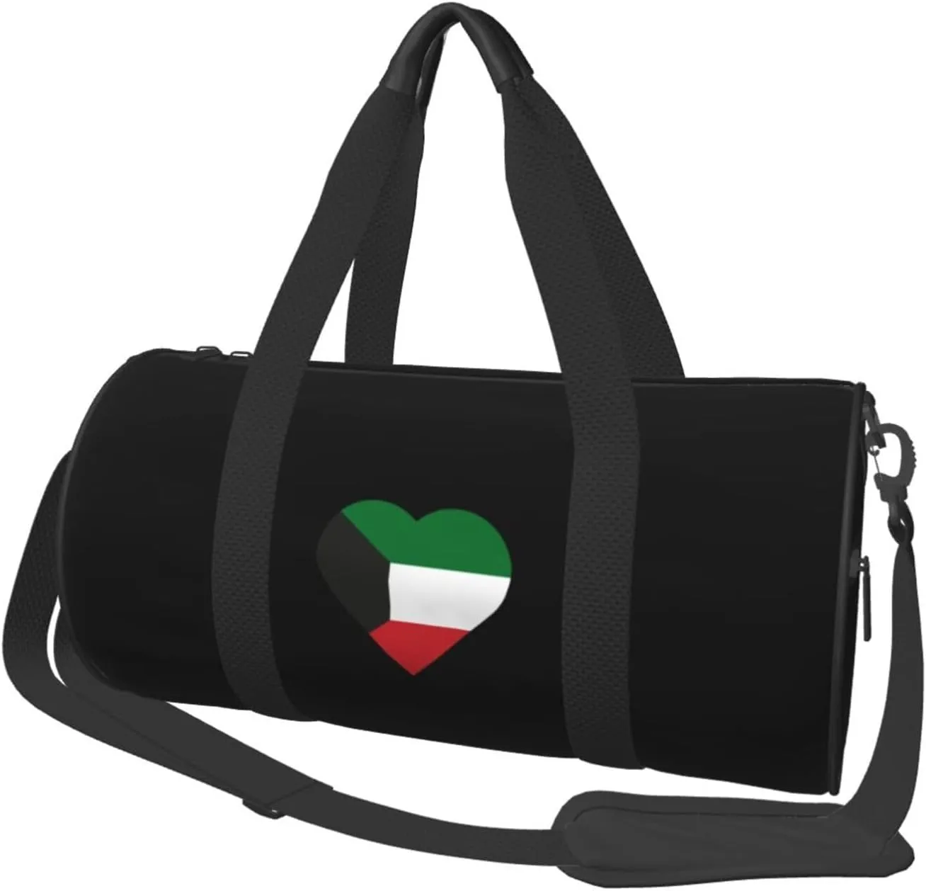 Flag of Kuwait Heart Convertible Garment Bag with Shoulder Strap, Carry on Garment Duffel Bag for Men Women - Rolling Foldable for Travel Luggage Bags (Black)