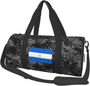 Flag of Nicaragua Convertible Garment Bag with Shoulder Strap, Carry on Garment Duffel Bag for Men Women - Rolling Foldable for Travel Luggage Bags (Black)