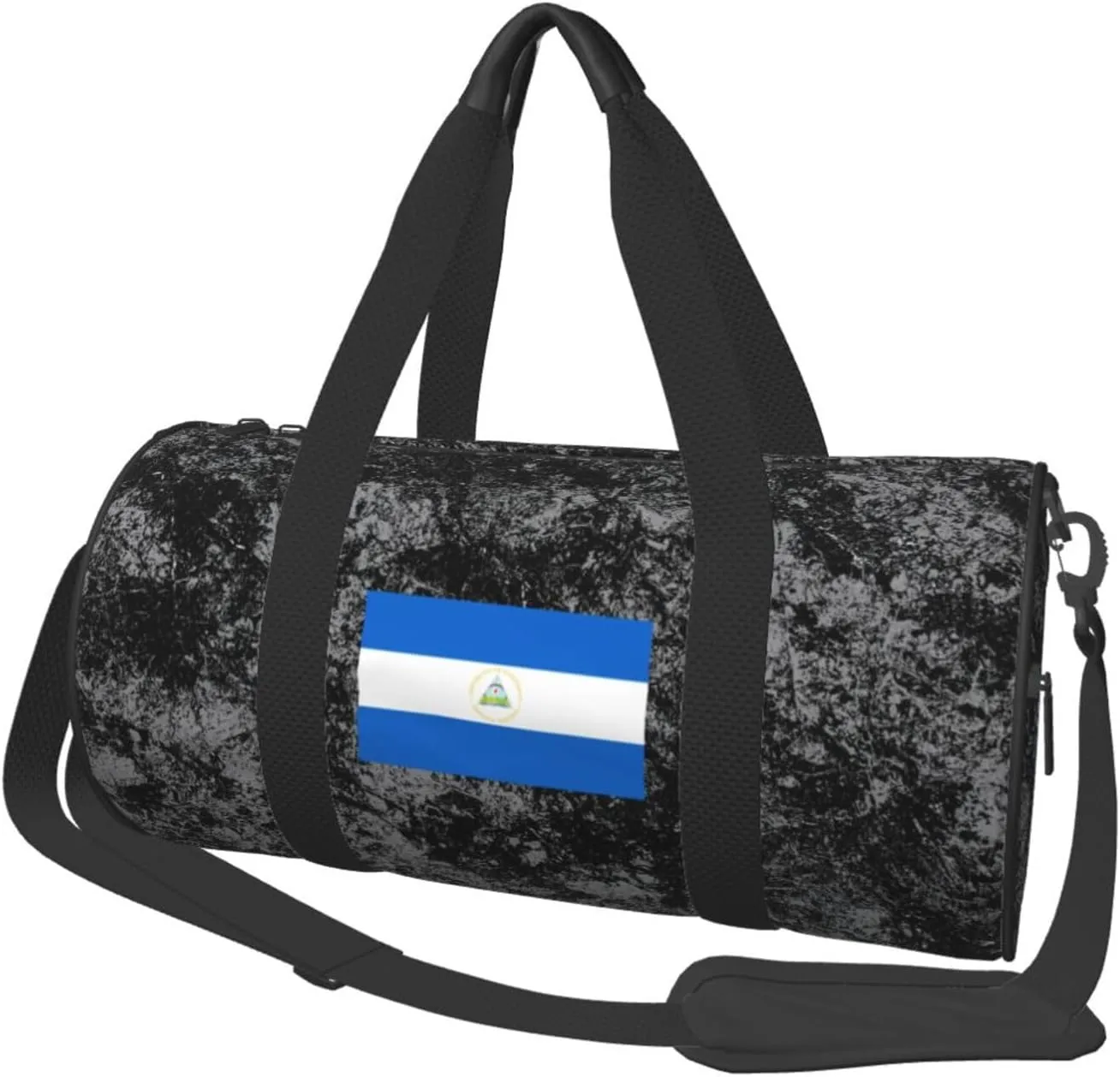 Flag of Nicaragua Convertible Garment Bag with Shoulder Strap, Carry on Garment Duffel Bag for Men Women - Rolling Foldable for Travel Luggage Bags (Black)