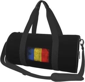 Flag of Romania Convertible Garment Bag with Shoulder Strap, Carry on Garment Duffel Bag for Men Women - Rolling Foldable for Travel Luggage Bags (Black)