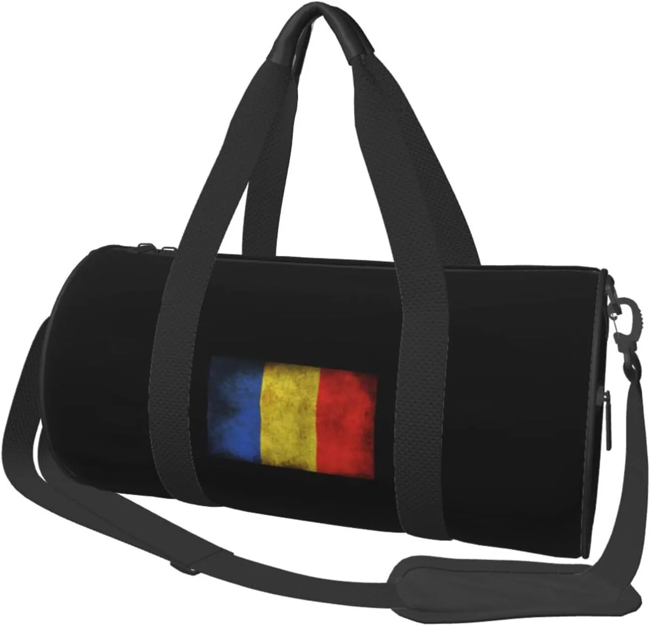 Flag of Romania Convertible Garment Bag with Shoulder Strap, Carry on Garment Duffel Bag for Men Women - Rolling Foldable for Travel Luggage Bags (Black)