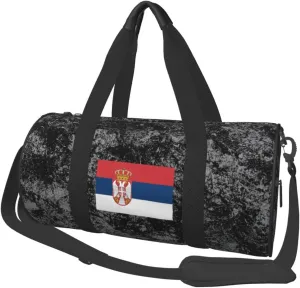 Flag of Serbia Convertible Garment Bag with Shoulder Strap, Carry on Garment Duffel Bag for Men Women - Rolling Foldable for Travel Luggage Bags (Black)