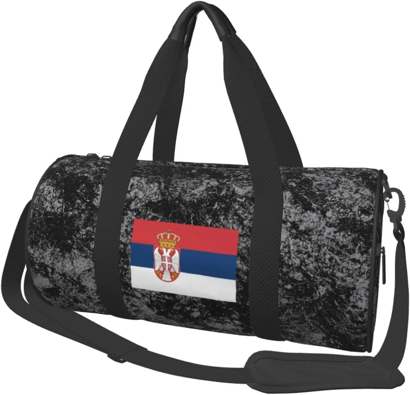 Flag of Serbia Convertible Garment Bag with Shoulder Strap, Carry on Garment Duffel Bag for Men Women - Rolling Foldable for Travel Luggage Bags (Black)