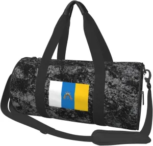 Flag of The Canary Islands Convertible Garment Bag with Shoulder Strap, Carry on Garment Duffel Bag for Men Women - Rolling Foldable for Travel Luggage Bags (Black)
