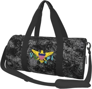 Flag of The United States Virgin Convertible Garment Bag with Shoulder Strap, Carry on Garment Duffel Bag for Men Women - Rolling Foldable for Travel Luggage Bags (Black)