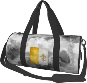 Flag of Vatican City Convertible Garment Bag with Shoulder Strap, Carry on Garment Duffel Bag for Men Women - Rolling Foldable for Travel Luggage Bags (Black)