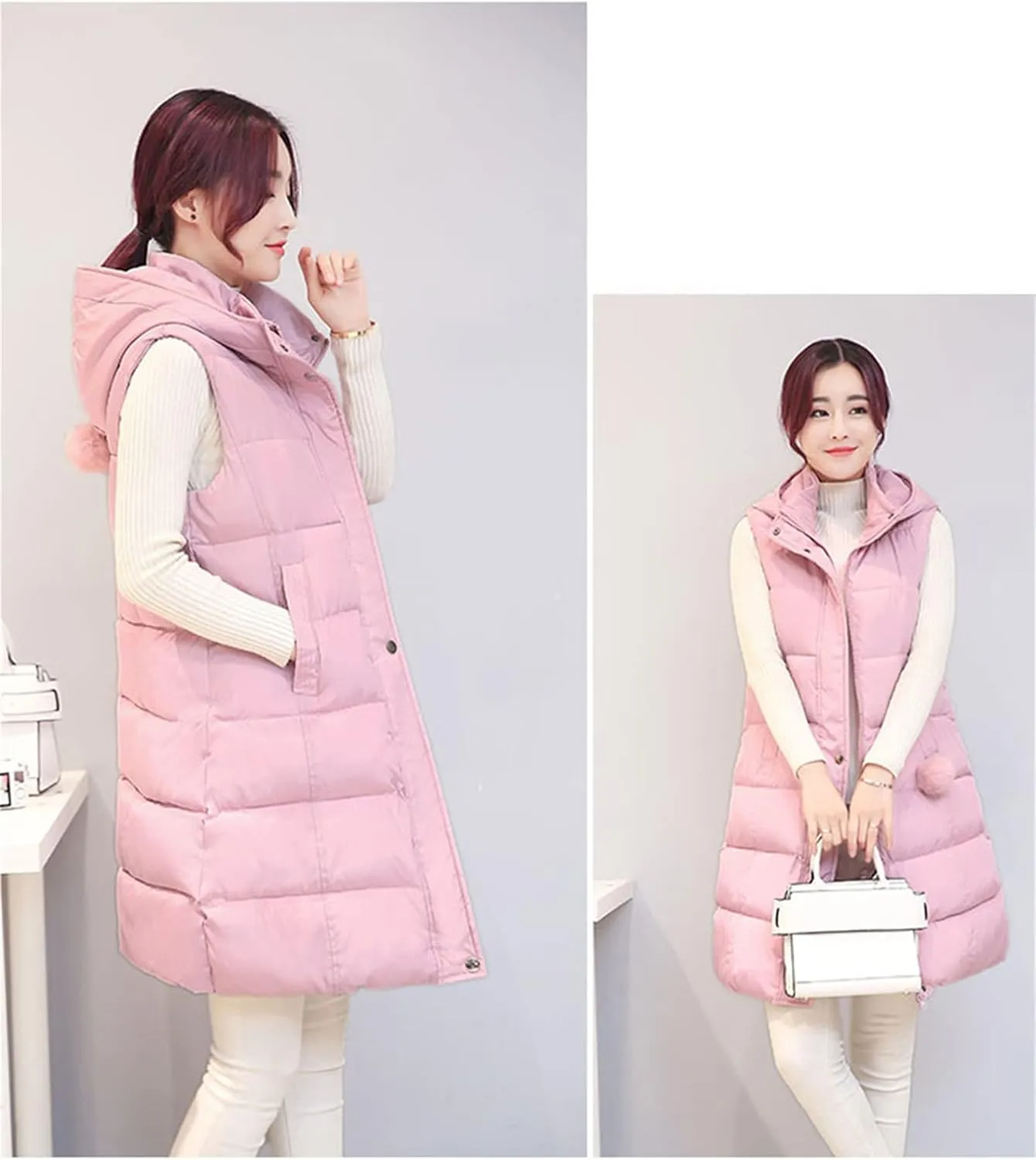 FLITAY Women Fall Winter Sleeveless Vest Coat Hooded Pocket Plus Size Vest Soft Lightweight Zipper Coat Vest