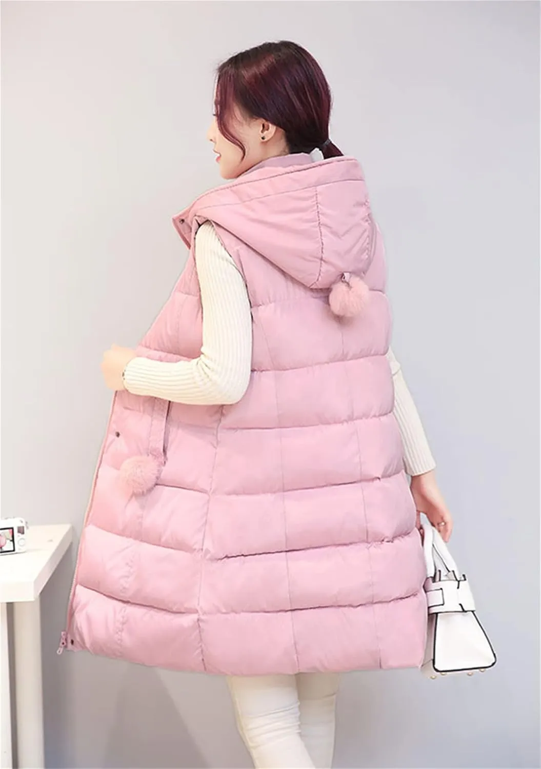 FLITAY Women Fall Winter Sleeveless Vest Coat Hooded Pocket Plus Size Vest Soft Lightweight Zipper Coat Vest