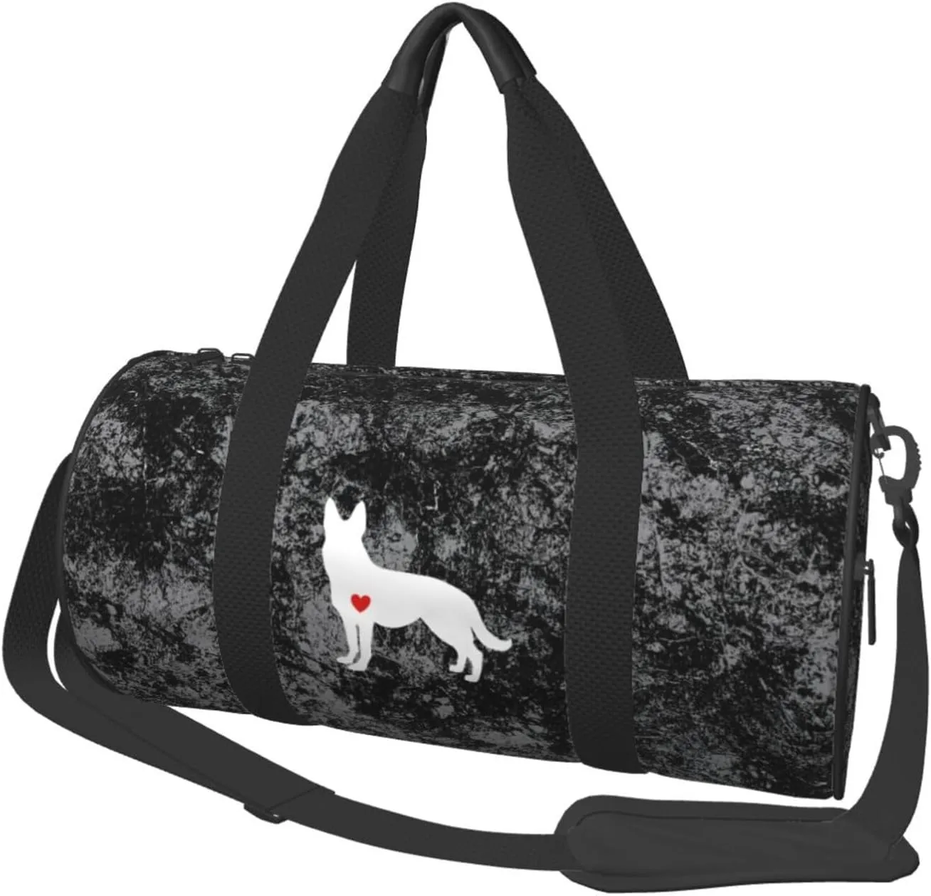 German Shepherd with Heart Convertible Garment Bag with Shoulder Strap, Carry on Garment Duffel Bag for Men Women - Rolling Foldable for Travel Luggage Bags (Black)
