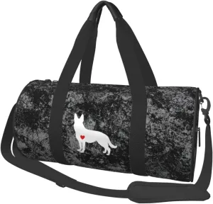 German Shepherd with Heart Convertible Garment Bag with Shoulder Strap, Carry on Garment Duffel Bag for Men Women - Rolling Foldable for Travel Luggage Bags (Black)
