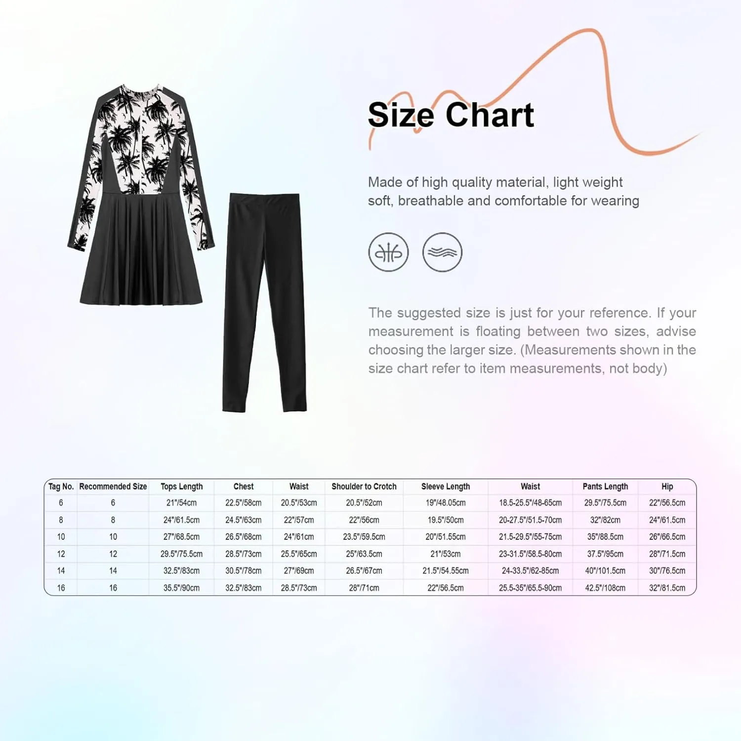 Girls Long Sleeve Swimsuit Colorful Print Bathing Suit Rash Guard Swimwear 2 Pcs Swim Dress with Pants
