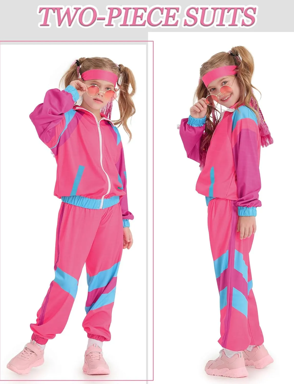 Happy Cherry Boy Girl 80s Tracksuit Kids Hip Hop Costume Outfit Retro Clorblock Windbreaker Jacket with Pants Set 2024