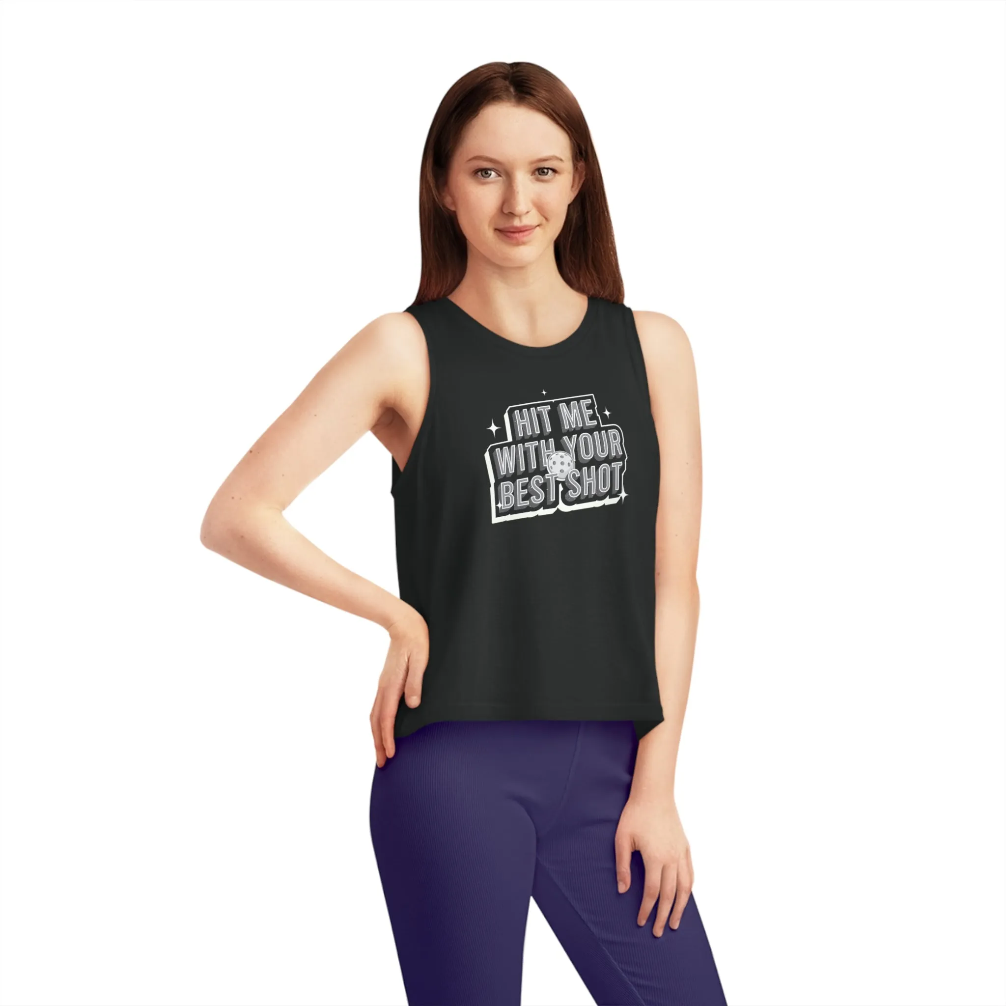 Hit Me With Your Best Shot Cropped Pickleball Tank • Women's