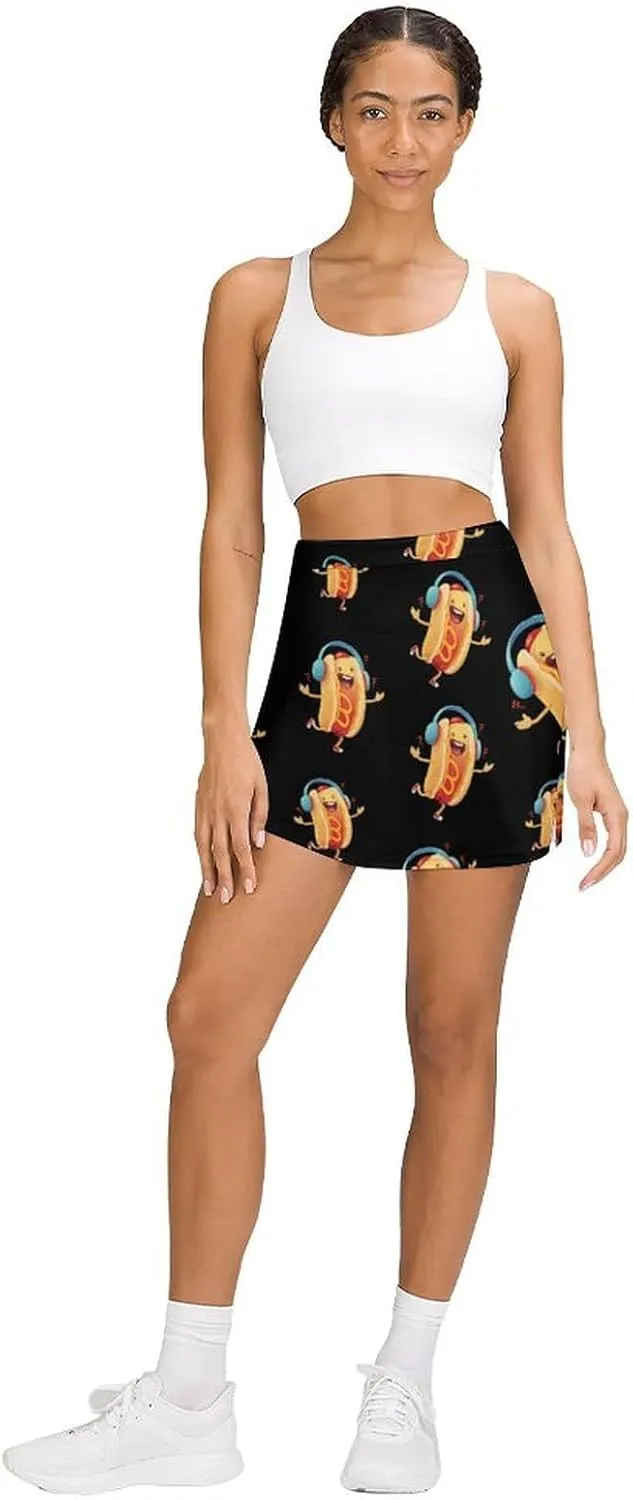 Hot Dog Music Artist Women's Skort Athletic Skirt Golf Skorts A-line Skirts with Built-in Shorts Pockets