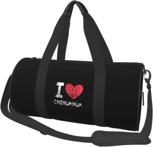 I Love Chihuahua Convertible Garment Bag with Shoulder Strap, Carry on Garment Duffel Bag for Men Women - Rolling Foldable for Travel Luggage Bags (Black)