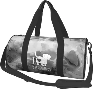 I Love Dachshunds Convertible Garment Bag with Shoulder Strap, Carry on Garment Duffel Bag for Men Women - Rolling Foldable for Travel Luggage Bags (Black)