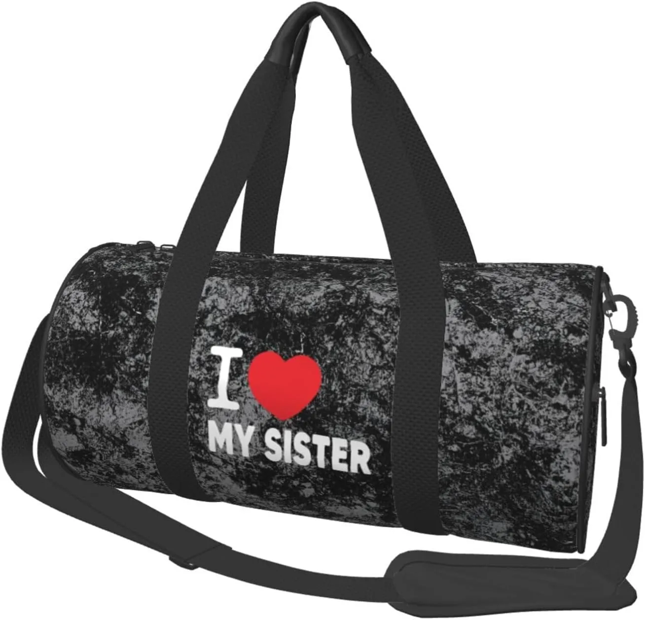 I Love My Sister Convertible Garment Bag with Shoulder Strap, Carry on Garment Duffel Bag for Men Women - Rolling Foldable for Travel Luggage Bags (Black)