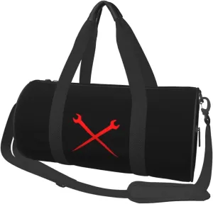 Ironworker Crossed Tools Convertible Garment Bag with Shoulder Strap, Carry on Garment Duffel Bag for Men Women - Rolling Foldable for Travel Luggage Bags (Black)
