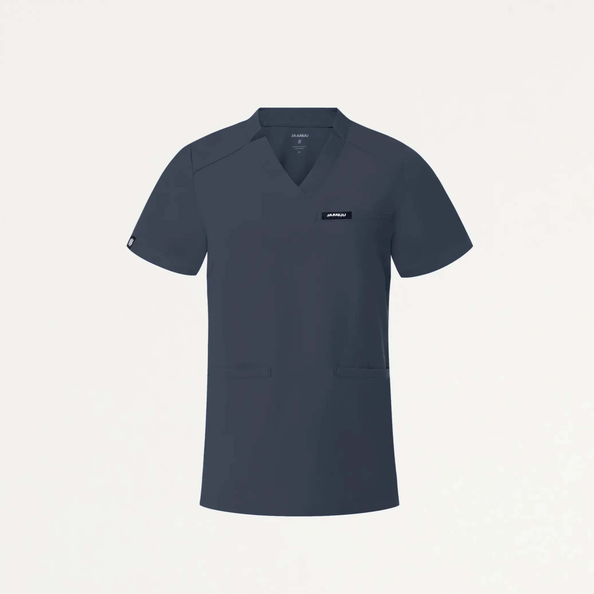 Jaanuu Women's Helia Slim Notched V-Neck Scrub Top - Carbon Gray