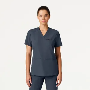 Jaanuu Women's Helia Slim Notched V-Neck Scrub Top - Carbon Gray