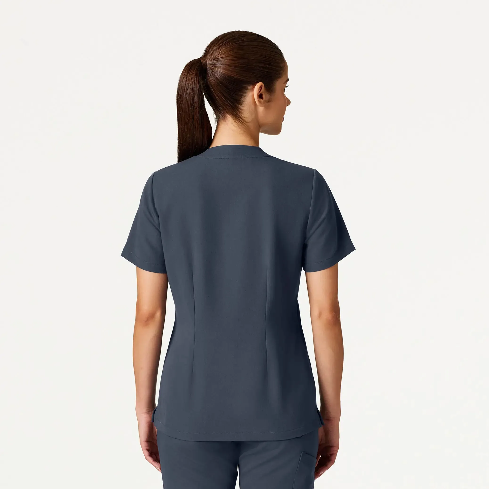 Jaanuu Women's Helia Slim Notched V-Neck Scrub Top - Carbon Gray