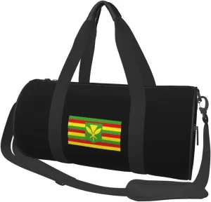 Kanaka Maoli Native Hawaiian Flag Convertible Garment Bag with Shoulder Strap, Carry on Garment Duffel Bag for Men Women - Rolling Foldable for Travel Luggage Bags (Black)