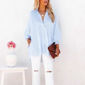 Karina  Oversized Striped Button-Up Shirt