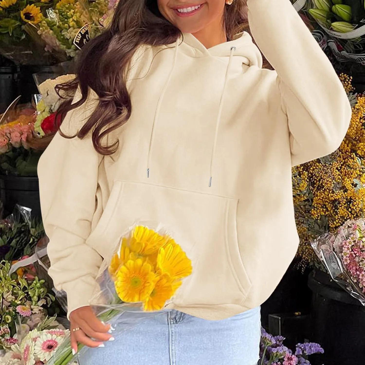 KIEKIECOO Graphic Hoodies With Designs for Teen Girls Aesthetic Cute Oversized Fall Sweatshirts Love Never Fails for Women