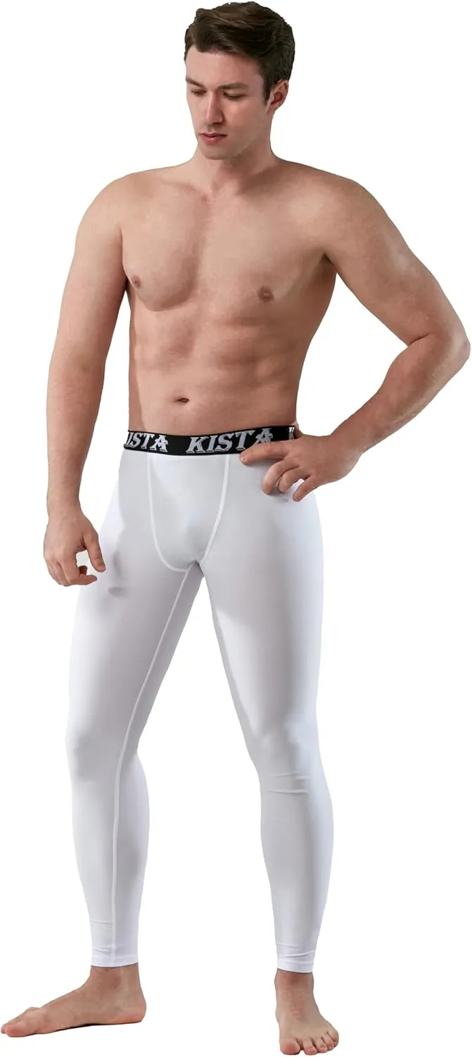 KISTA 2 Pack Men's Compression Pants Running Tights Workout Leggings, Cool Dry Technical Sports Baselayer