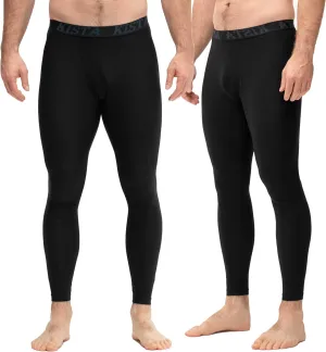 KISTA 2 Pack Men's Compression Pants Running Tights Workout Leggings, Cool Dry Technical Sports Baselayer