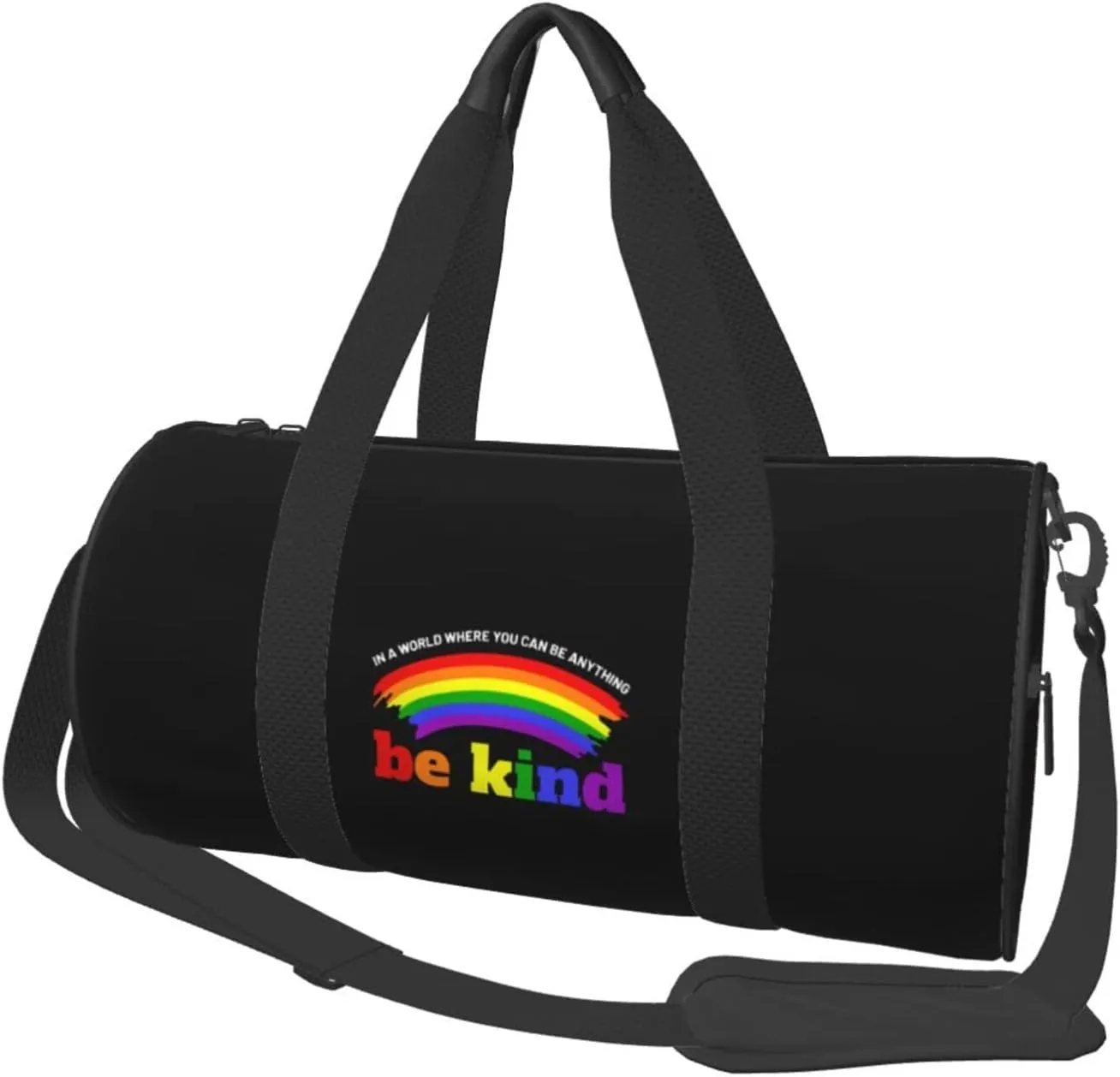 LGBT Pride Rainbow Flag Convertible Garment Bag with Shoulder Strap, Carry on Garment Duffel Bag for Men Women - Rolling Foldable for Travel Luggage Bags (Black)