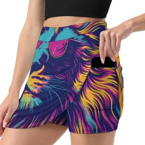 Lion Colorful Aesthetics Women's Skort Athletic Skirt Golf Skorts A-line Skirts with Built-in Shorts Pockets