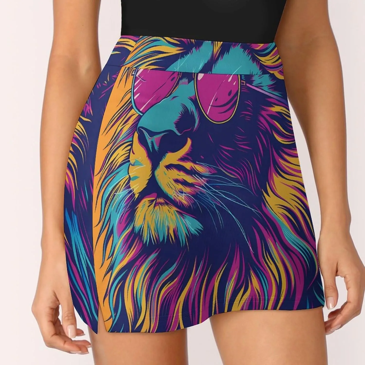 Lion Colorful Aesthetics Women's Skort Athletic Skirt Golf Skorts A-line Skirts with Built-in Shorts Pockets