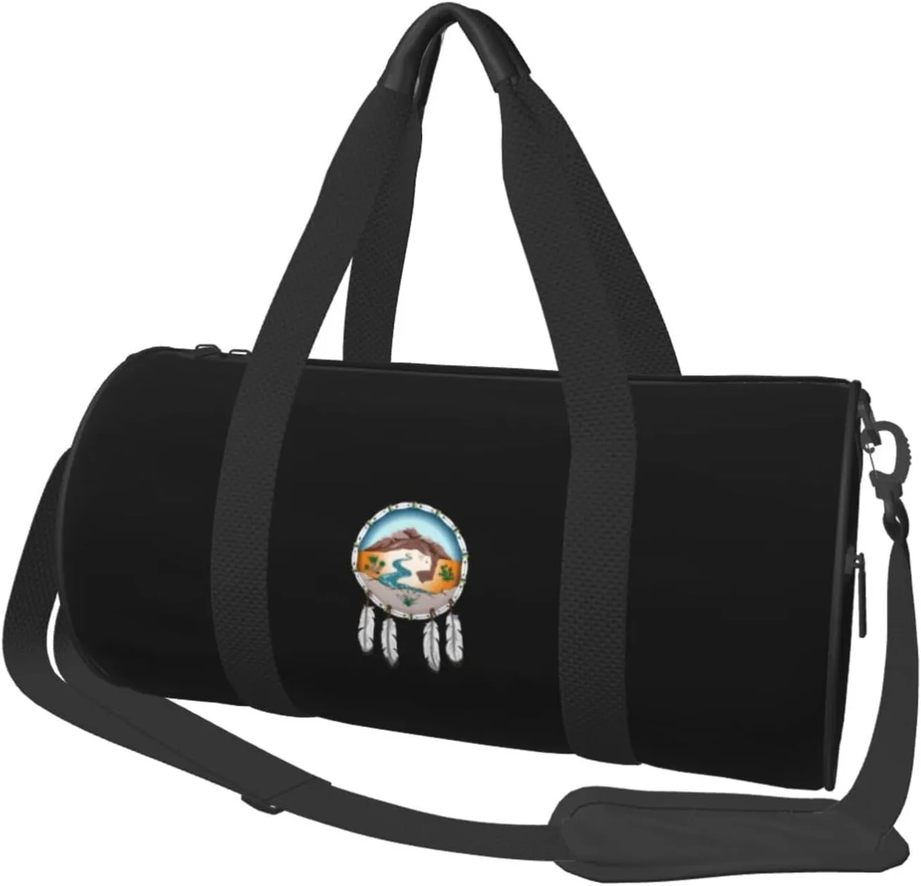 Lipan Apache Tribe of Texas Convertible Garment Bag with Shoulder Strap, Carry on Garment Duffel Bag for Men Women - Rolling Foldable for Travel Luggage Bags (Black)