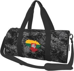 Lithuanian Flag Convertible Garment Bag with Shoulder Strap, Carry on Garment Duffel Bag for Men Women - Rolling Foldable for Travel Luggage Bags (Black)