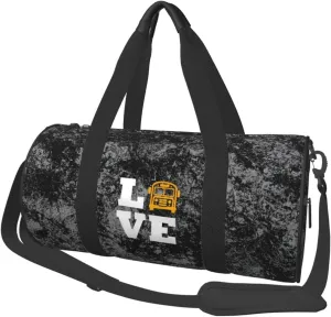 Love School Bus Convertible Garment Bag with Shoulder Strap, Carry on Garment Duffel Bag for Men Women - Rolling Foldable for Travel Luggage Bags (Black)