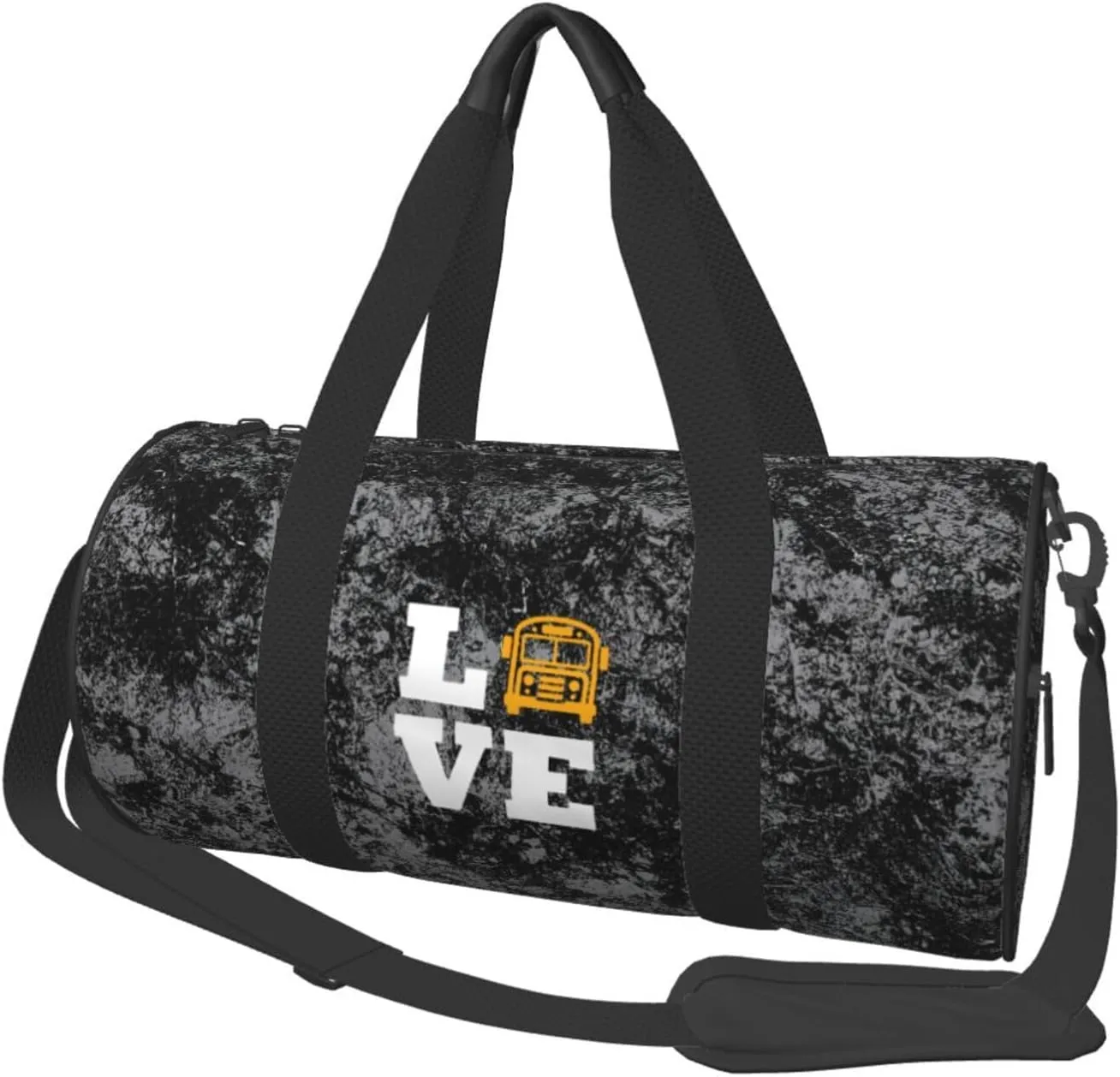Love School Bus Convertible Garment Bag with Shoulder Strap, Carry on Garment Duffel Bag for Men Women - Rolling Foldable for Travel Luggage Bags (Black)