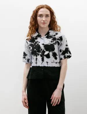 Madara Shibori Fragment Transparent Wrinkled Stripe Blouse Black/Mist Blue