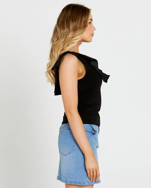 Mandy Frill Singlet - Black