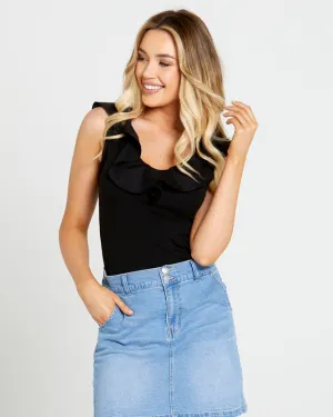 Mandy Frill Singlet - Black
