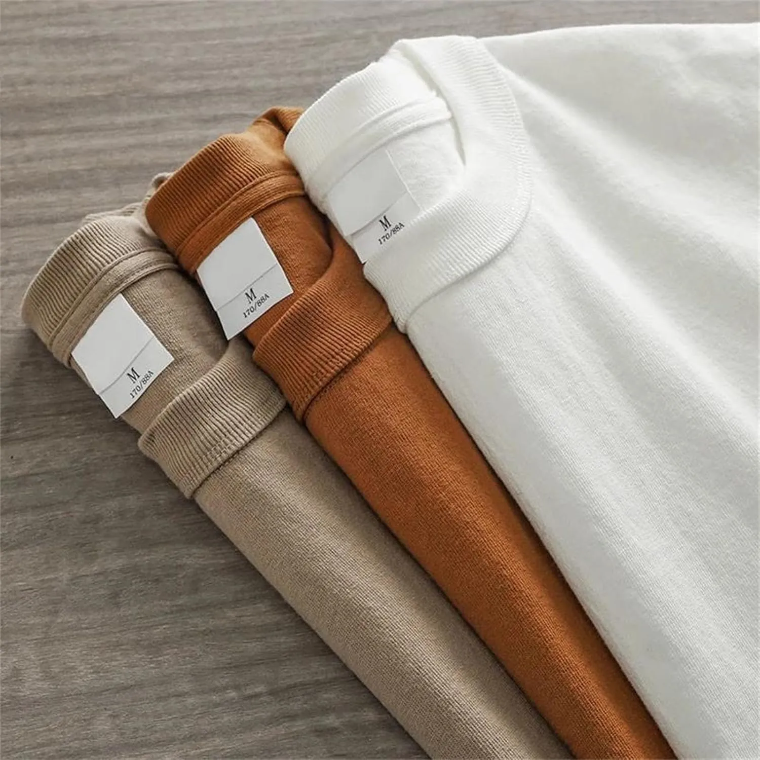 Men's Heavyweight Cotton T-Shirt, Thick Crew Neck Plain Casual Tee