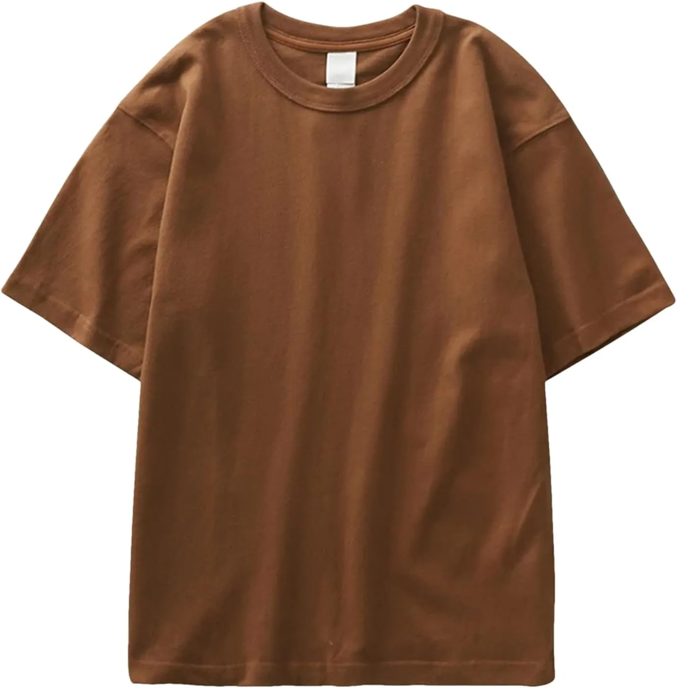 Men's Heavyweight Cotton T-Shirt, Thick Crew Neck Plain Casual Tee