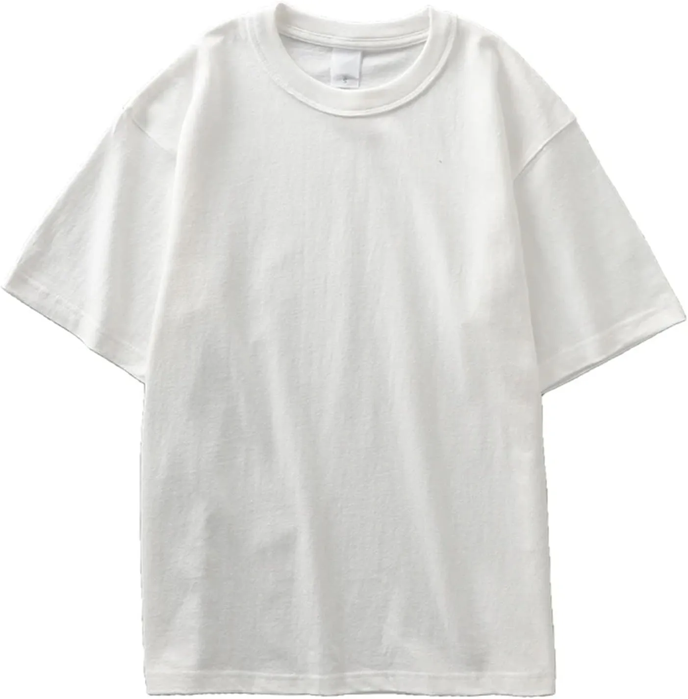Men's Heavyweight Cotton T-Shirt, Thick Crew Neck Plain Casual Tee