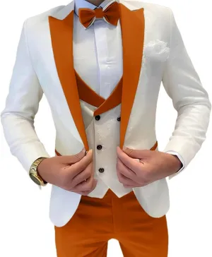 Mens Jacquard Suit 3 Piece Slim Fit Suit Mens Double Breasted Suit Formal Prom Tuxedo Suit Set for Wedding Dinner
