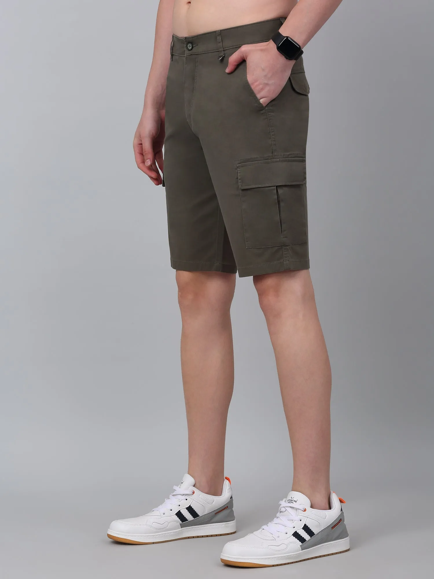 Men's Olive Green Solid Bermuda