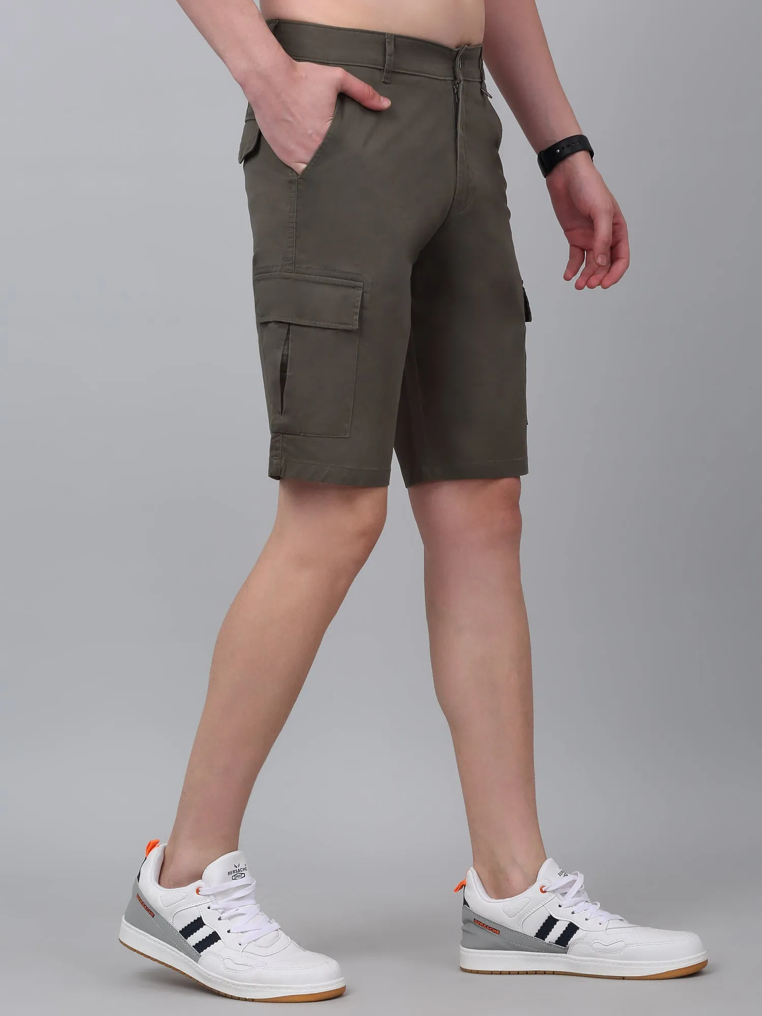 Men's Olive Green Solid Bermuda