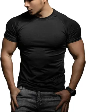 Men's Quick-Dry Training T-Shirt, Elastic Sportswear Summer Fitness