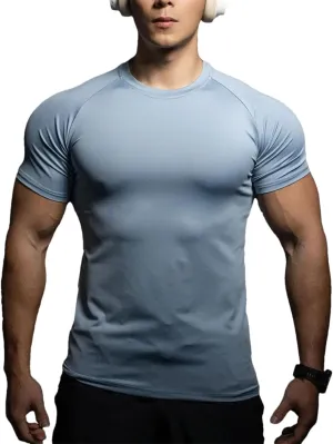 Men's Quick-Dry Training T-Shirt, Elastic Sportswear Summer Fitness