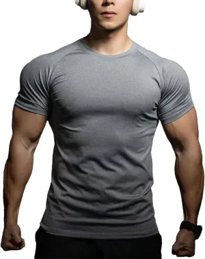 Men's Quick-Dry Training T-Shirt, Elastic Sportswear Summer Fitness