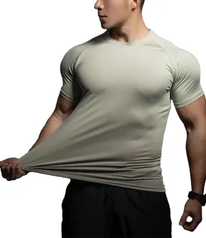 Men's Quick-Dry Training T-Shirt, Elastic Sportswear Summer Fitness